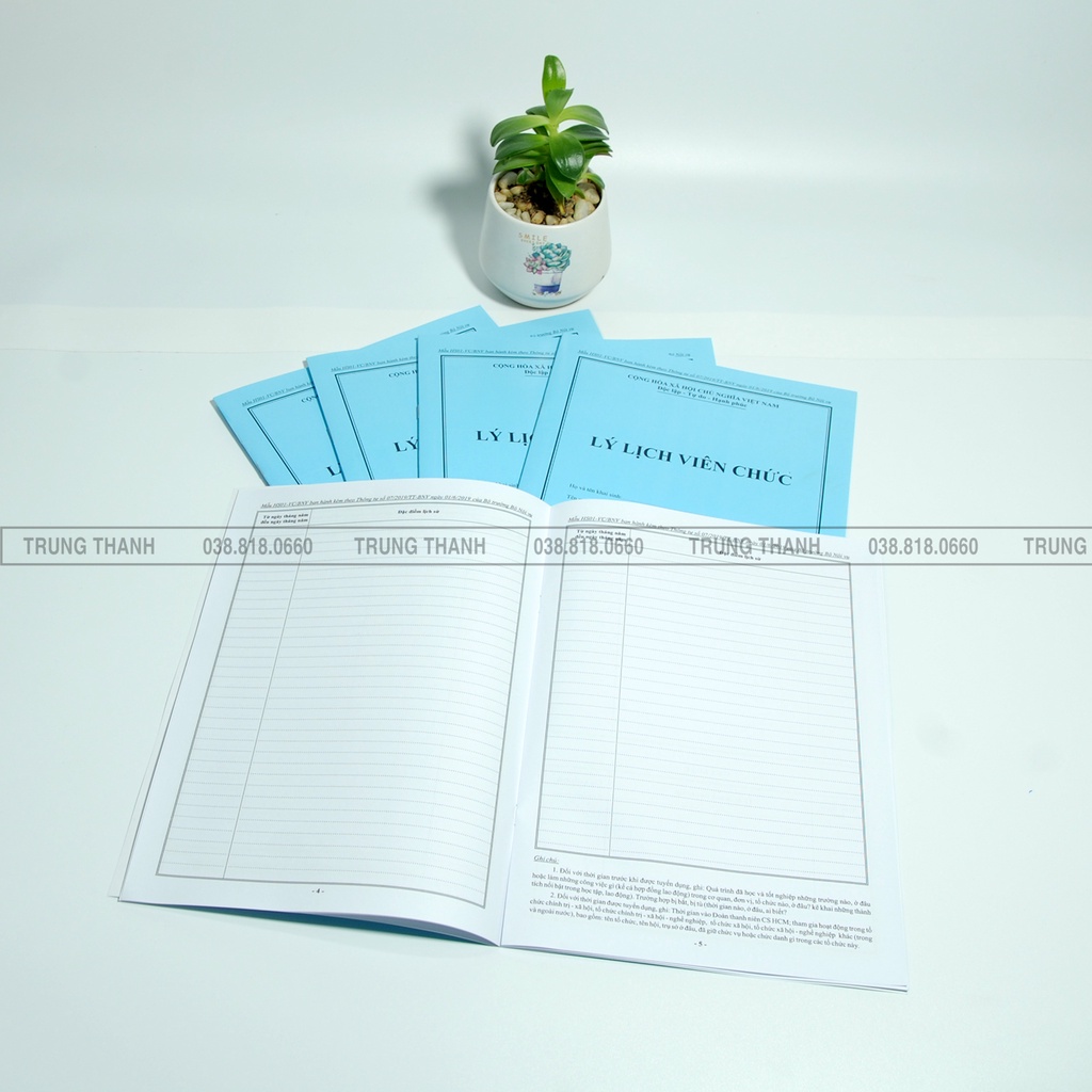 [Combo] 5 quyển Lý Lịch Viên Chức-HS01-VC/BNV (Chuẩn, mới nhất ) theo thông tư số 07/2019/TT-BNV.