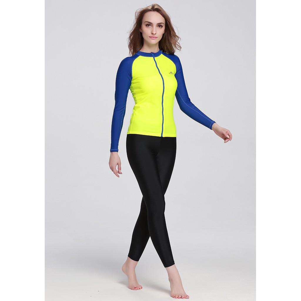 Có sẵn bộ đồ bơi nữ dài tay kéo khóa thun lạnh dày đẹp | BigBuy360 - bigbuy360.vn