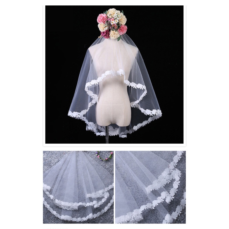 Mạng Che Mặt Phối Ren Đính Kim Sa Lấp Lánh Kèm Lược Cài Tóc Cho Đám Cưới