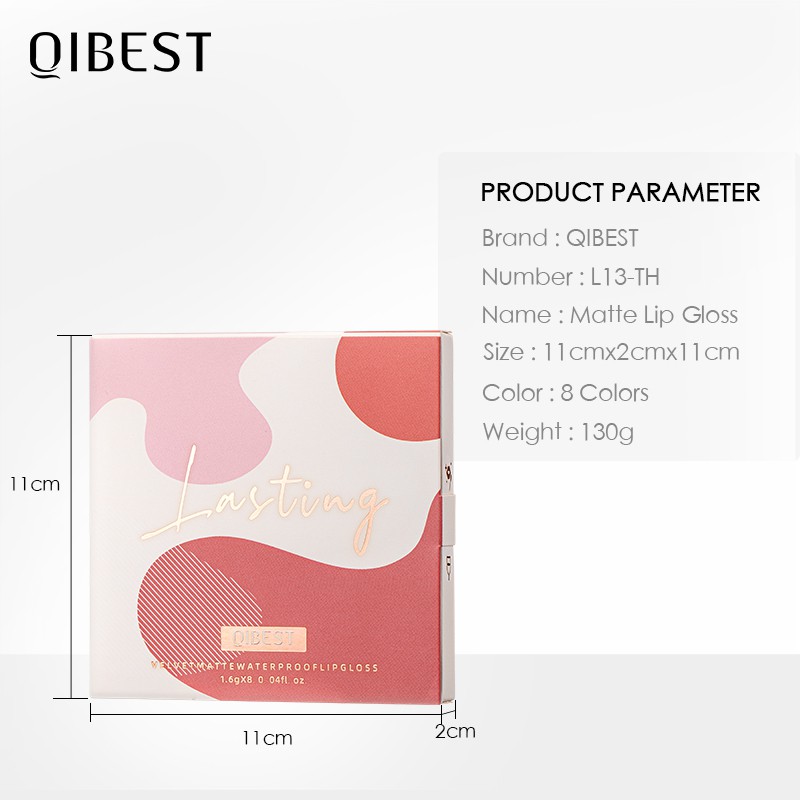 Bộ 8 Thỏi Son Kem Lì Qibest 130g Chống Thấm Nước Lâu Trôi Dưỡng Ẩm Mềm Mượt Cho Môi | BigBuy360 - bigbuy360.vn