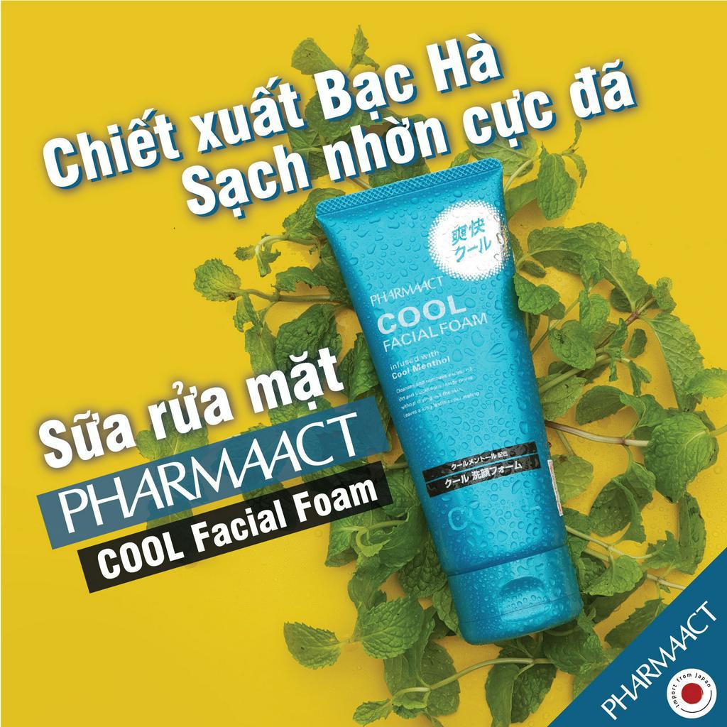 Sữa rửa mặt nam Pharmaact Cool Facial Foam 130g Kumano bạc hà mát lạnh loại bỏ bã nhờn - Bahachiha