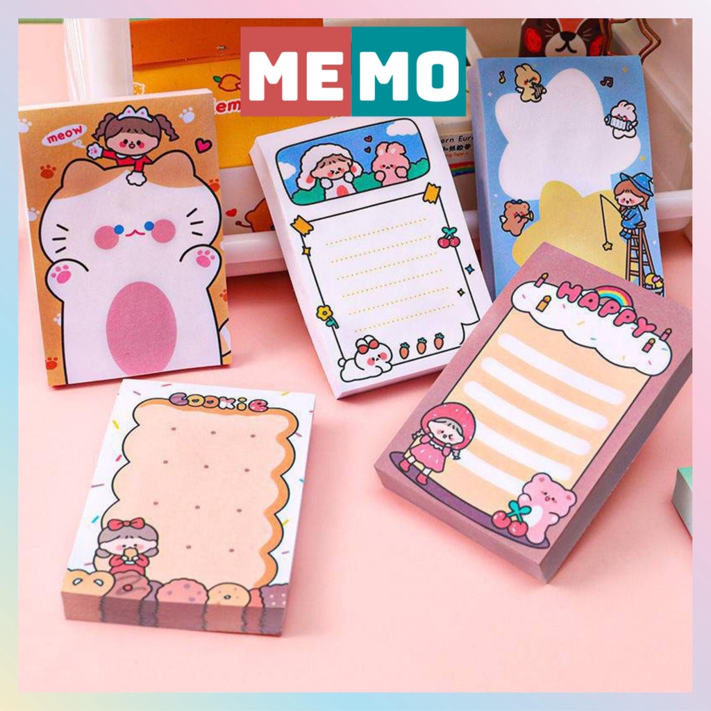 [Mã LIFEBOOK2 giảm 10% đơn 0Đ] Giấy ghi chú, giấy note cute MEMO 80 tờ nhãn dán ghi nhớ khung hình dễ thương