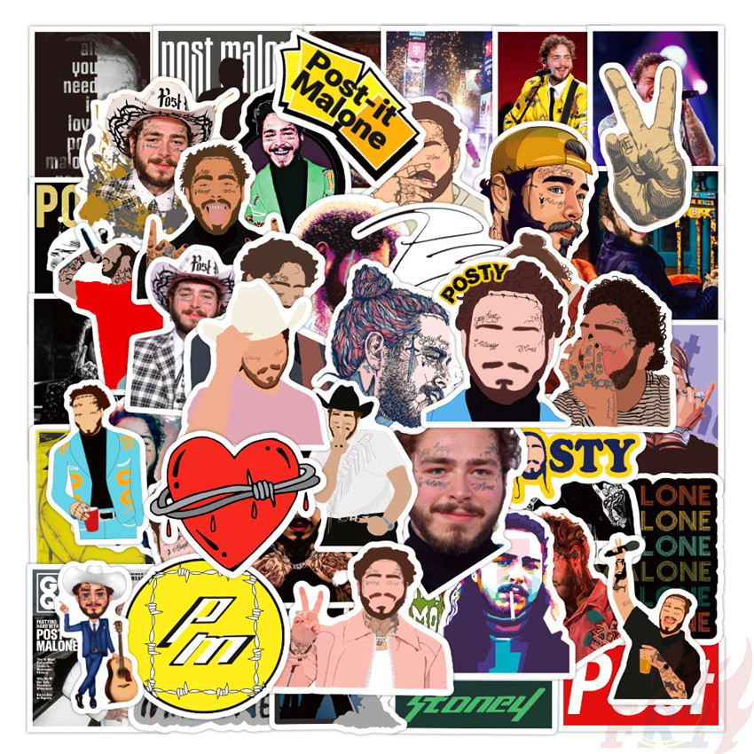 Set 50 nhãn dán họa tiết Post Malone Series 01 - ca sĩ nhạc POP trang trí laptop/hành lý/ván trượt