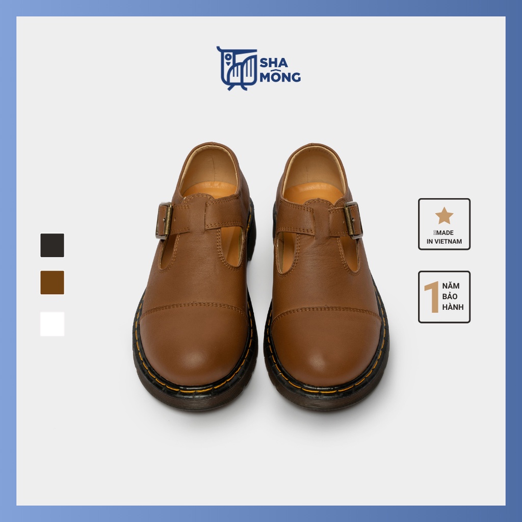 Giày loafer quai ngang da thật Shamong vintage made in Vietnam bảo hành 1 năm mã S03