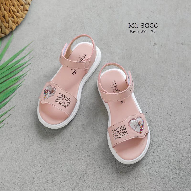 Sandal bé gái 3 - 12 tuổi quai ngang họa tiết Elsa Anna da mềm quai hậu thời trang phong cách Hàn Quốc SG56