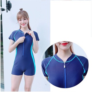 (Hình thật) Đồ bơi nữ liền thân tay ngắn quần đùi_8802
