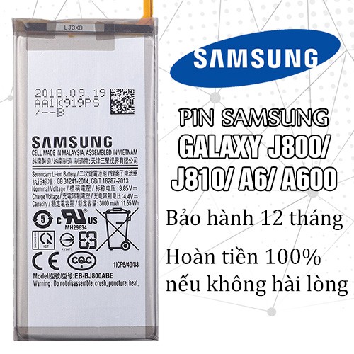 [ Dùng thử 7 ngày ] Pin Samsung Galaxy J800/ J810/ A6/ A600/ BJ800ABE - Bảo hành 12 tháng - Hoàn tiền nếu không hài lòng