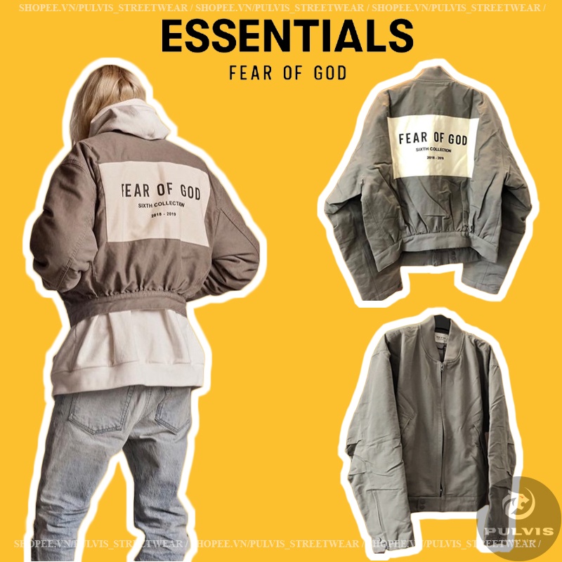 - Áo Khoác Fear of God Sixth Collection Bomber Jacket God Grey, Áo Bomber Jacket FOG
