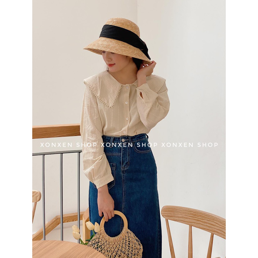 Áo kiểu cổ bèo chất vải xô Xonxen shop free size mã 323