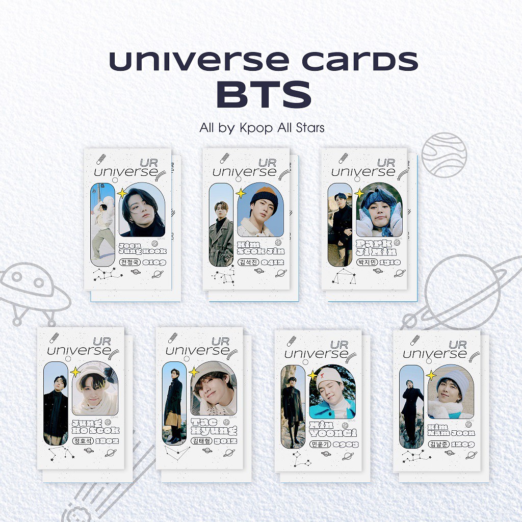 Set 21 card BTS hộp thiếc 7 thành viên Jin, Jimin, Suga, Jungkook, V, Jhope, RM