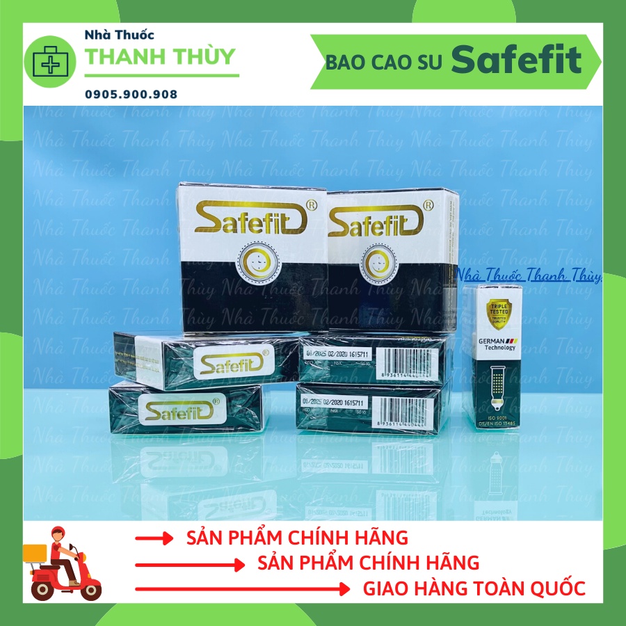 🅼🆄🅰 3 🆃🅰🅽🅶 1 Bao Cao Su Gân Gai Kéo Dài Thời Gian SafeFit 4in1 Hộp 3 Cái