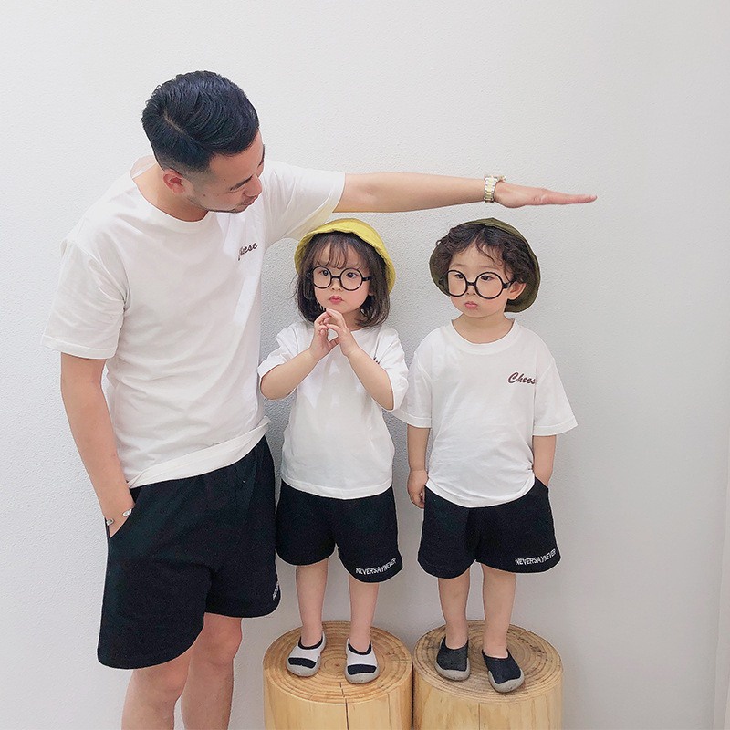 Áo gia đình Familylove - Mẫu Áo gia đình logo chữ Cheese đơn giản chất Cotton 100% rất mát