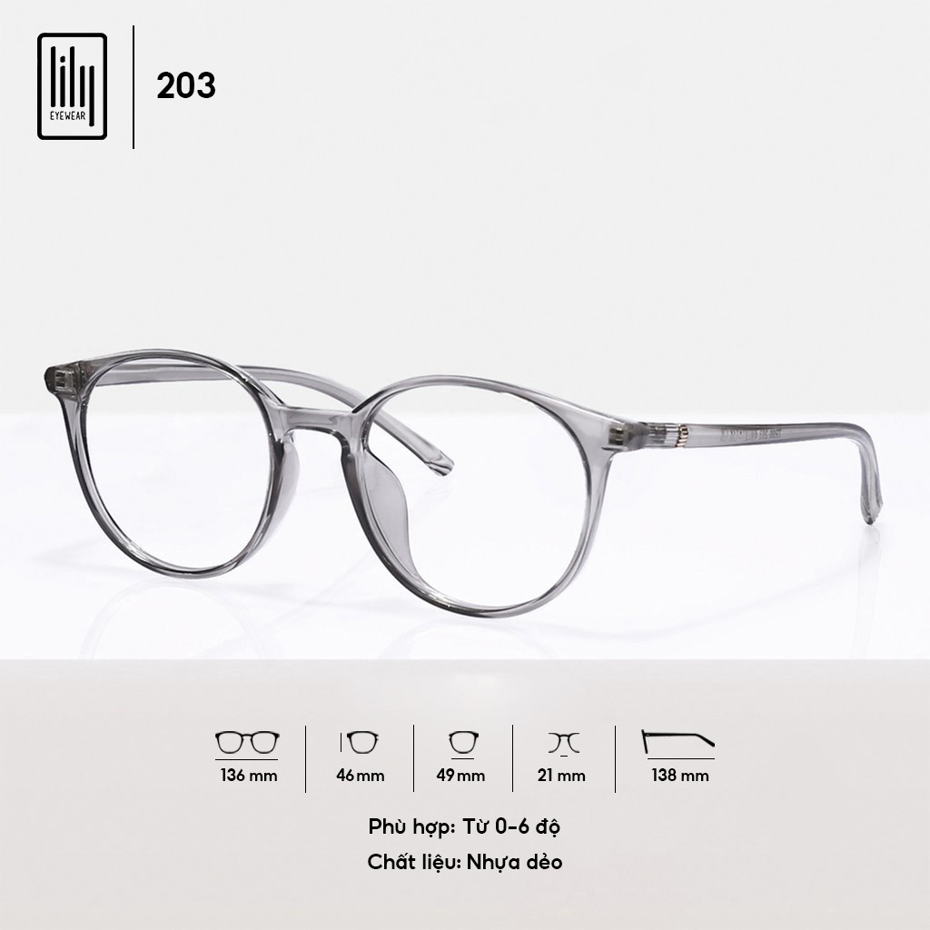 Gọng kính tròn chất liệu nhựa dẻo phụ kiện thời trang nữ Lilyeyewear 203 nhiều màu