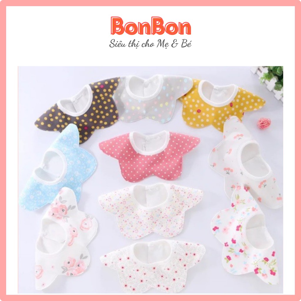 Yếm Dãi Cotton Chống Thấm Hình Hoa Cho Bé Gái