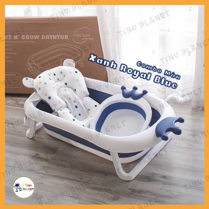 Chậu tắm gập gọn size lớn Tiny Tots cho bé (combo kèm phao)