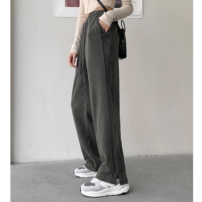 Quần Dài Nữ Ống Rộng Xẻ Tà Thời Trang retro