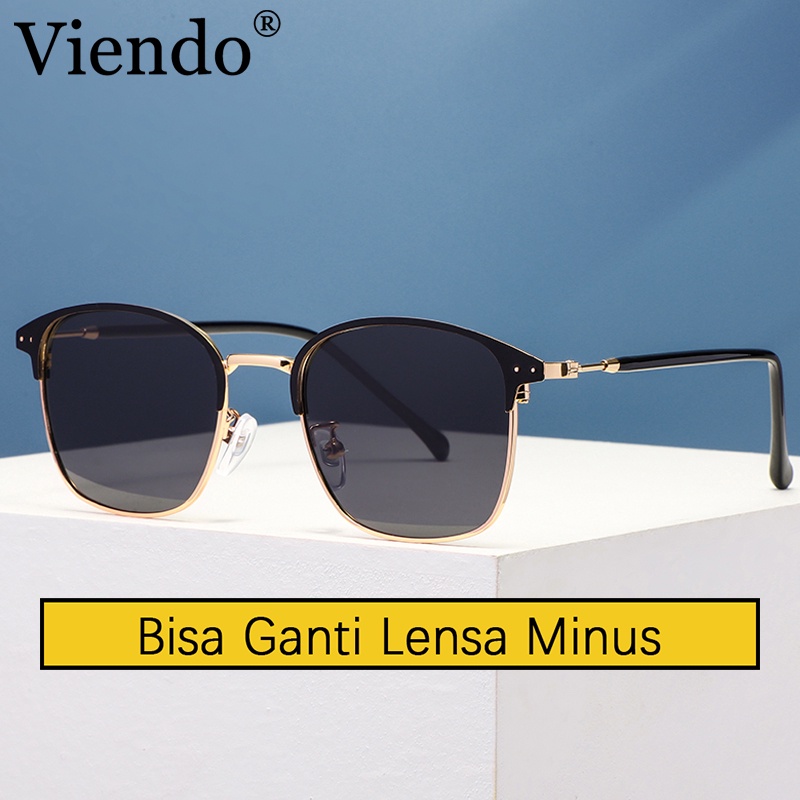 Kính VIENDO kim loại chống tia bức xạ UV400 có cắt kính cận theo yêu cầu thích hợp cho nam và nữ