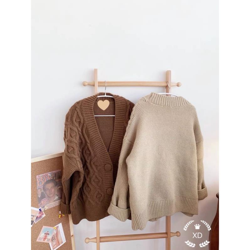 áo len cardigan nữ, áo len gân sóng tay dài phối cúc bọc dáng over size lên đúng style hàng xẻng thơ mộng | BigBuy360 - bigbuy360.vn