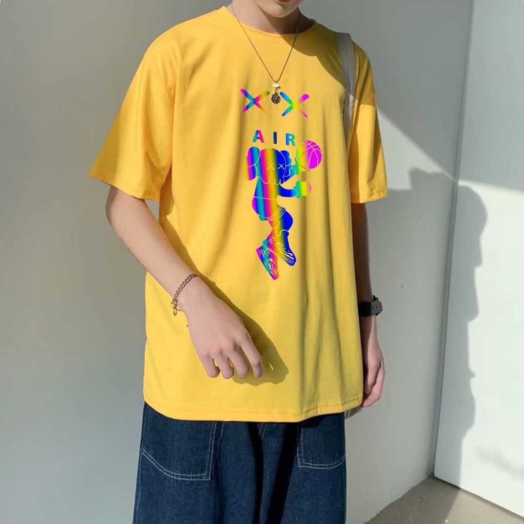 Áo Thun Unisex Basic Tee Phông Hình Phản Quang Kaws AIR Nam Nữ Tay Lỡ Oversize Form Rộng 13 Màu