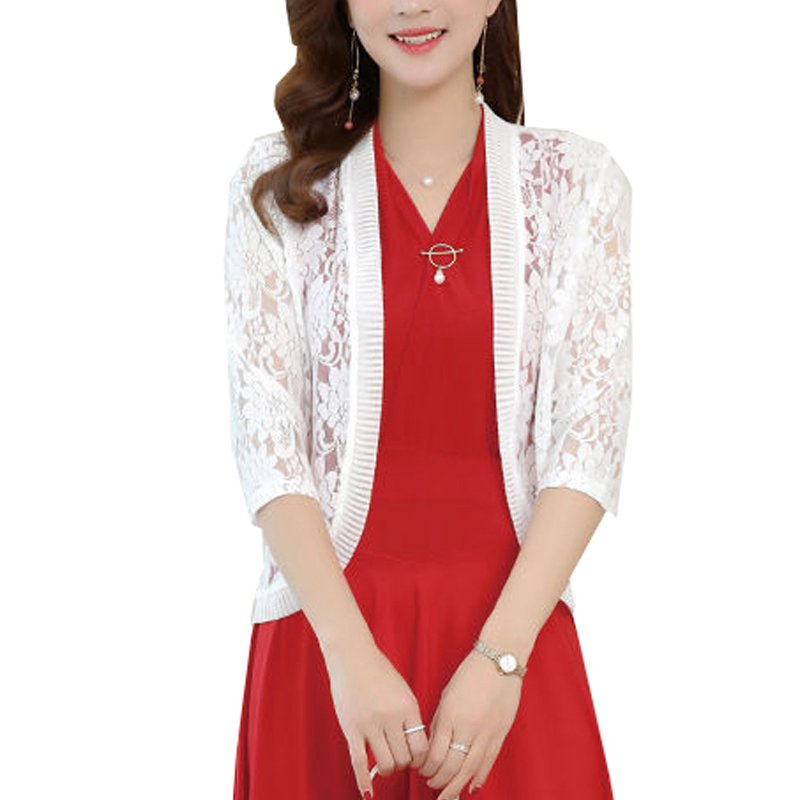 Áo Khoác Cardigan Tay Lửng Phối Ren Phong Cách Hàn Quốc Thời Trang Mùa Hè Cho Nữ size XL-7XL