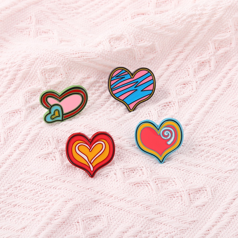 Ghim Cài Áo Hình Trái Tim Đỏ / Xanh Dương 4 Kiểu Cho Nữ