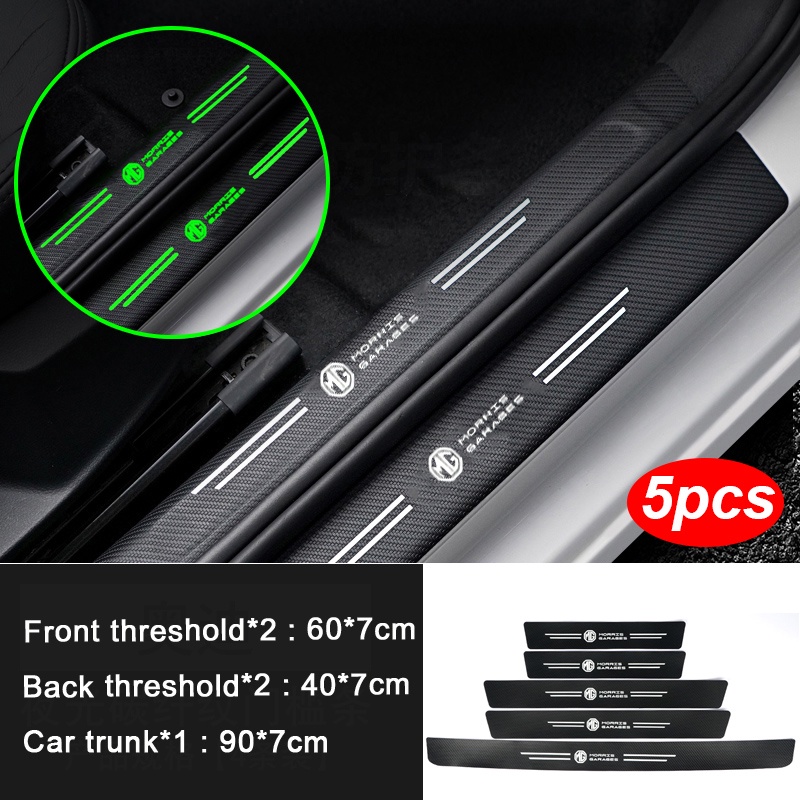 Set 5 Miếng Dán Bảo Vệ Cửa Xe Hơi Họa Tiết Sợi Carbon Phản Quang Chống Trầy Cho MG 3 5 6 MG HS ZS GS TF ZR Morris 3