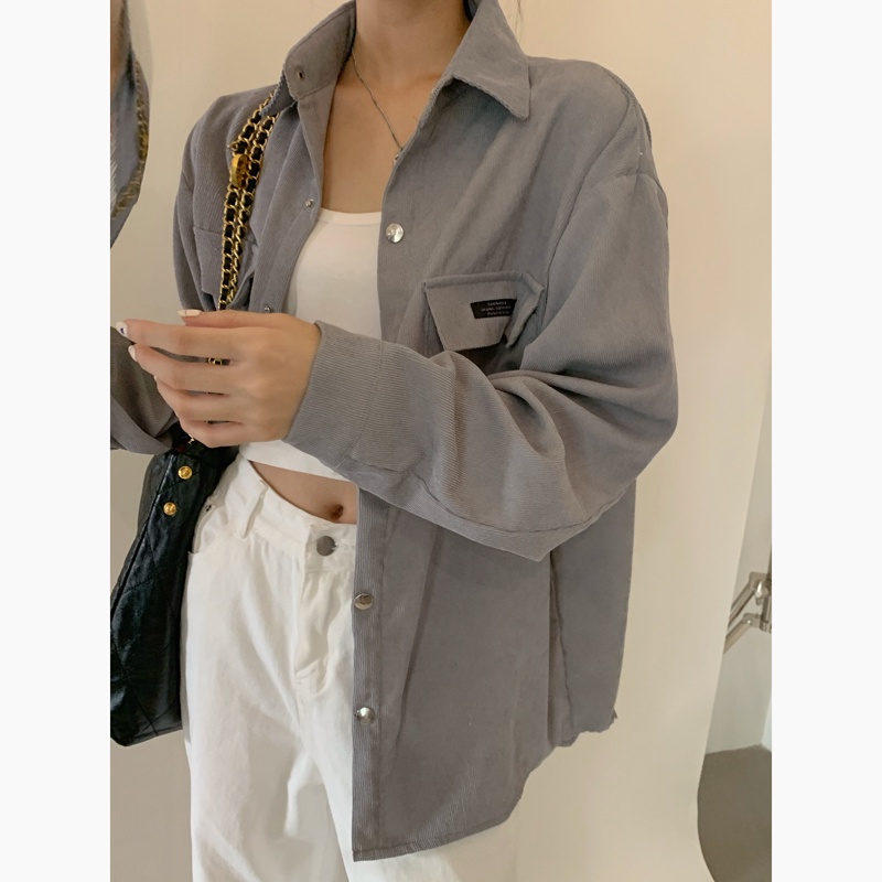 Áo Sơ Mi Nữ Dài Tay Cổ Bẻ Form Rộng Thời Trang Hàn