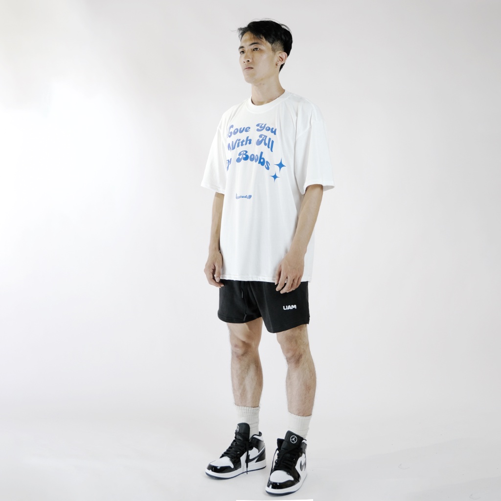 ÁO THUN UNISEX &quot;ILY WITH ALL MY B**BS&quot; 100% COTTON DÀY FORM OVERSIZE MÀU TRẤNG - liamstudio