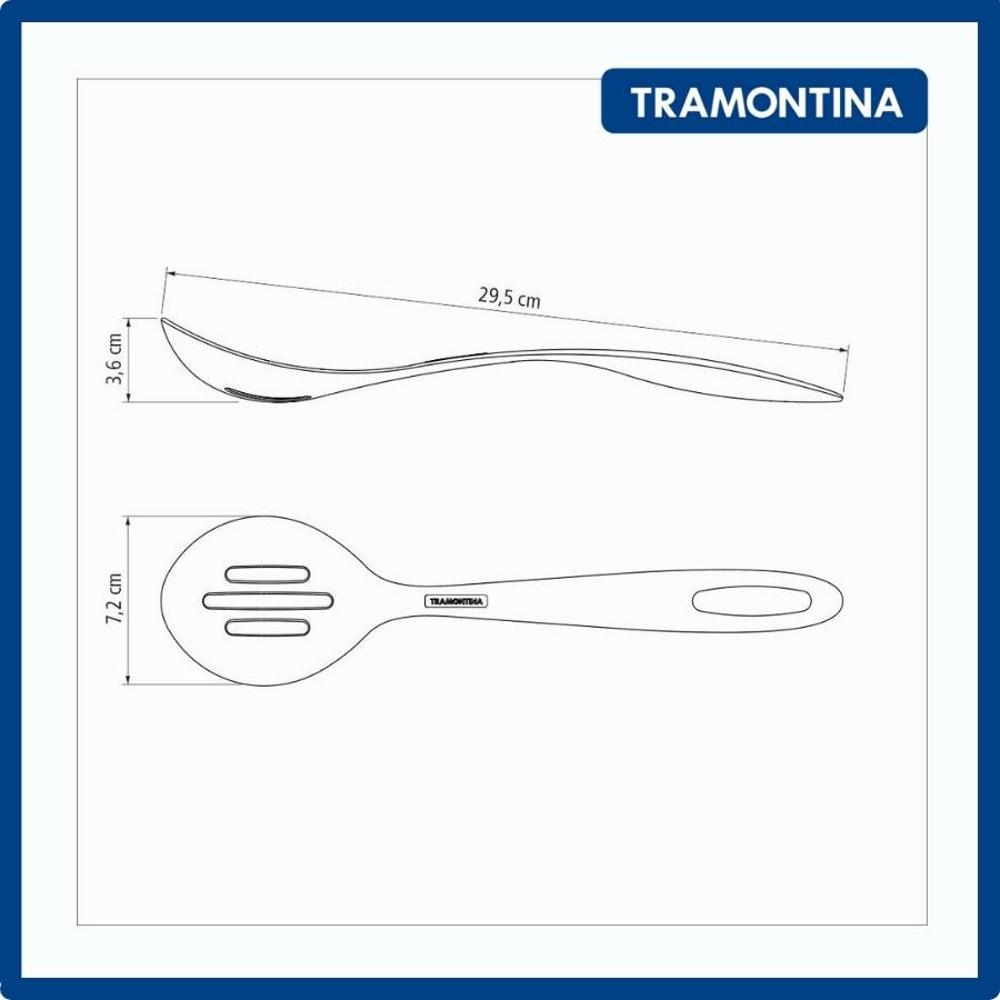 Thìa lỗ Tramontina 25161 ba rãnh chất liệu nhựa PA cao cấp ba màu 30cm nhập khẩu chính hãng từ Brazil có bảo hành