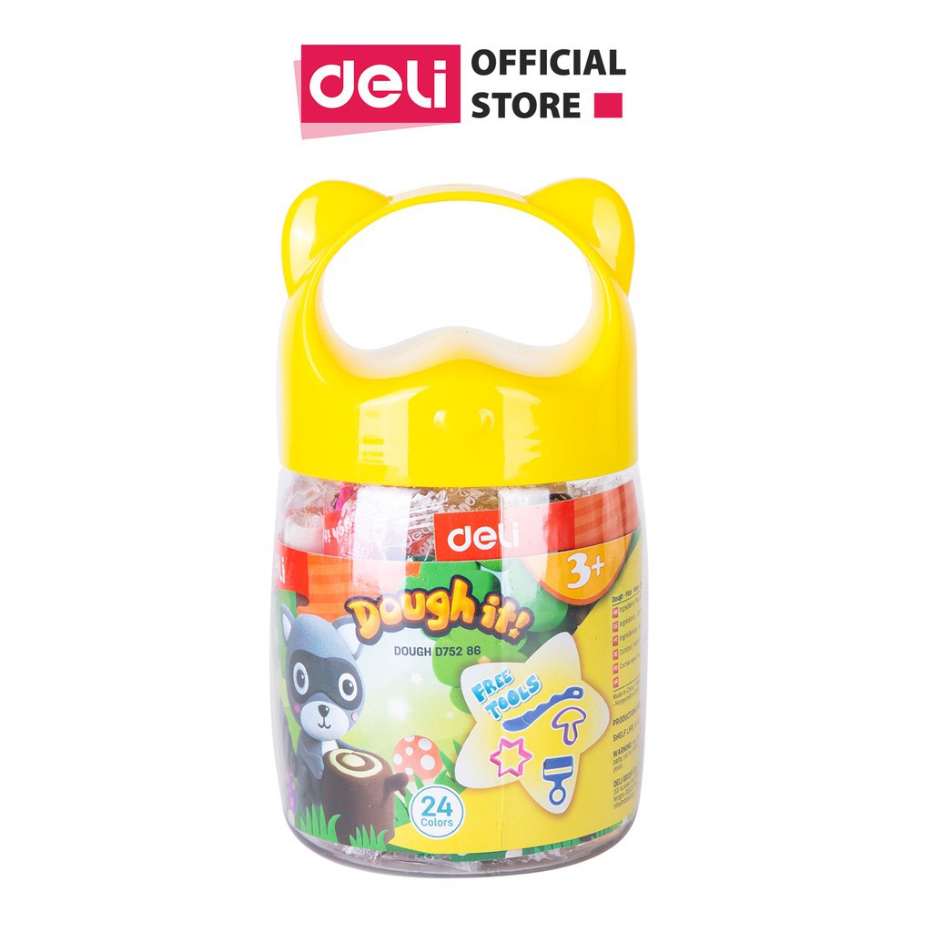 Đất nặn nhiều - có khuôn đi kèm trong 1 hộp nhựa - 12/24 màu - Deli ED75246 / ED75286