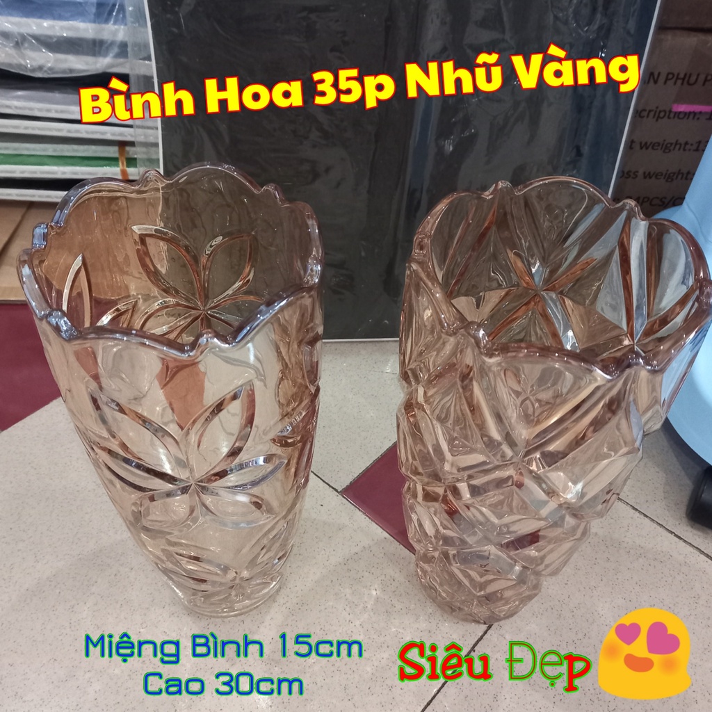 Bình Hoa Thủy Tinh Pha Lê Nhũ VàngTrang Trí Phòng Khách Kiểu Dáng Cách Điệu Sang Trọng