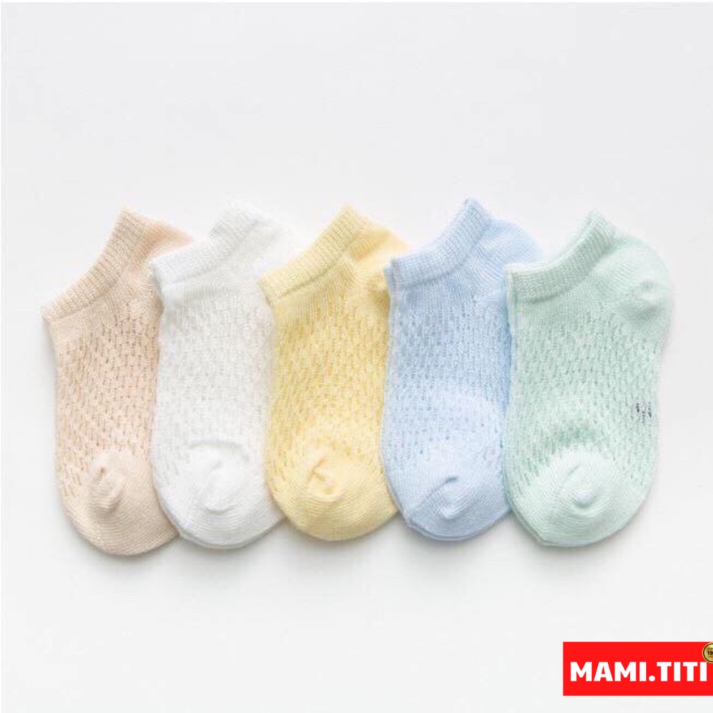 Tất lưới cho bé,Tất cho bé sơ sinh, set 5 đôi tất lưới cho bé thông khí thoáng mát