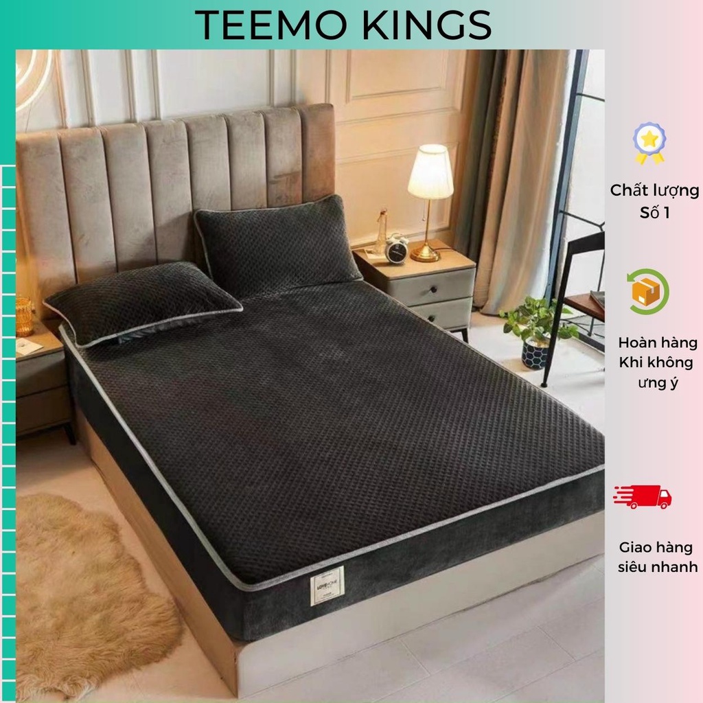 Ga gối nỉ nhung sữa bọc nệm cao cấp sang trọng tặng kèm vỏ gối hàng nhập khẩu