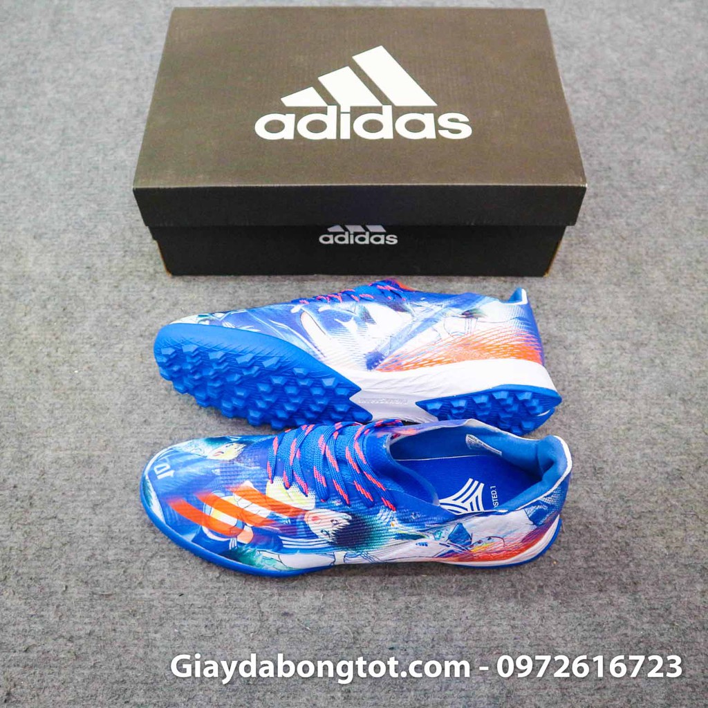 Giày đá banh da mỏng X Ghosted .1 TF Tsubasa xanh dương vạch cam | Ôm chân, trọng lượng nhẹ