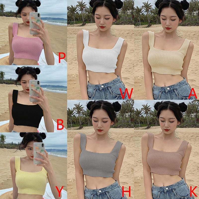 Áo Croptop Dệt Kim Thiết Kế Ôm Sát Tôn Dáng Dành Cho Nữ