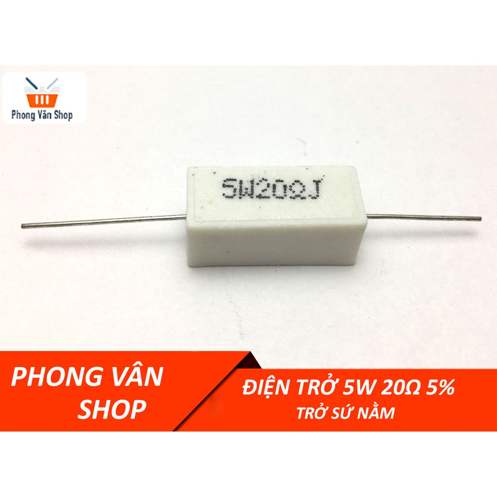 Điện trở 5W 20ohm 5% - Trở sứ nằm