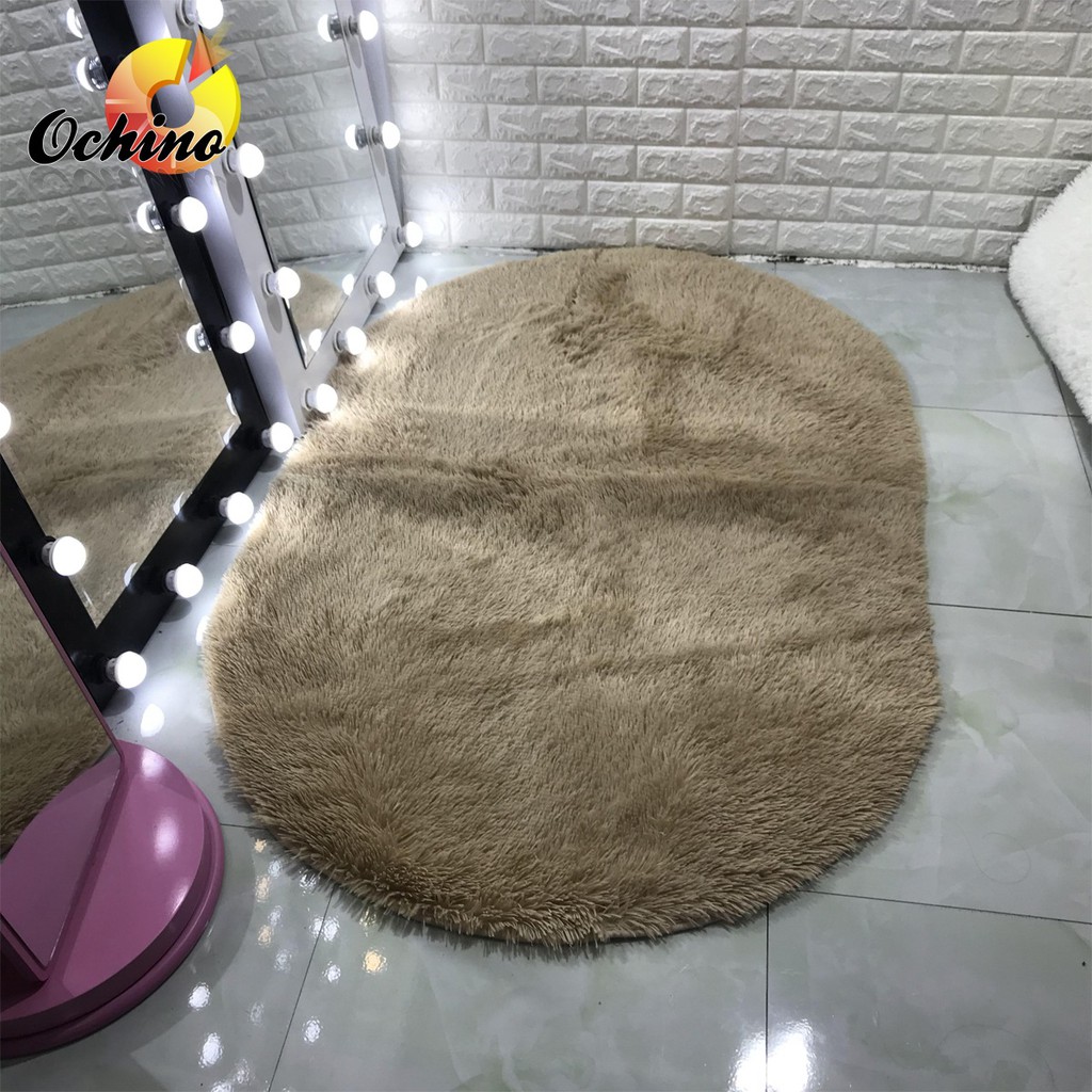 Thảm lông trải sàn phòng ngủ hình bầu dục size 1m6-1m (Ảnh thật và video)