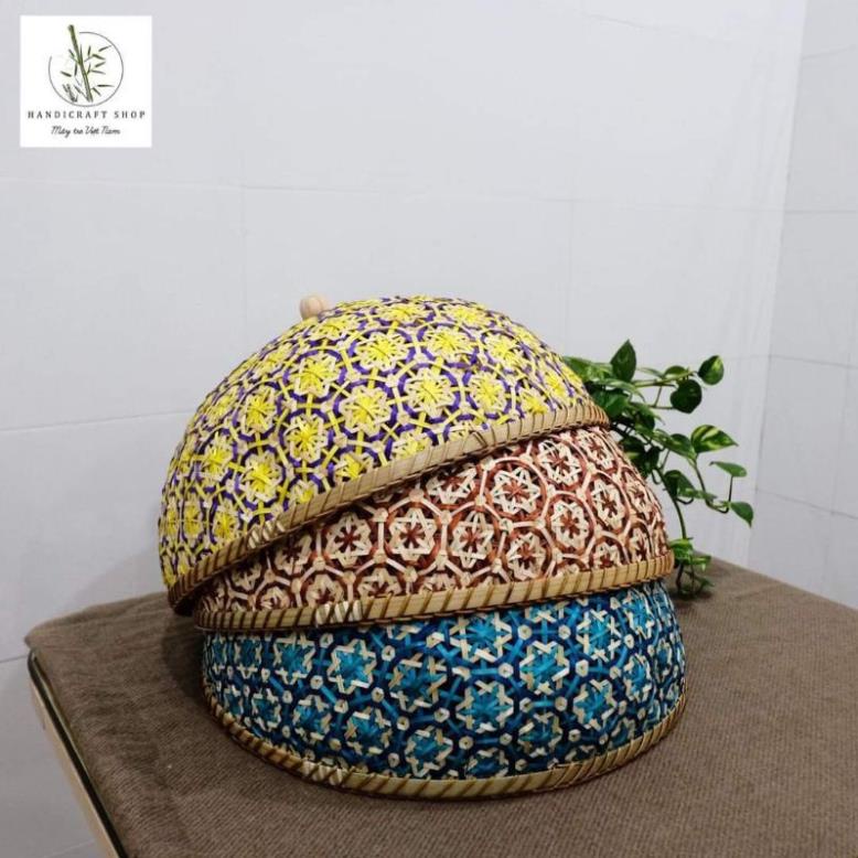Tre tự nhiên- Lồng bàn tre che chắn côn trùng size to 40-50cm -Mây tre đan việt