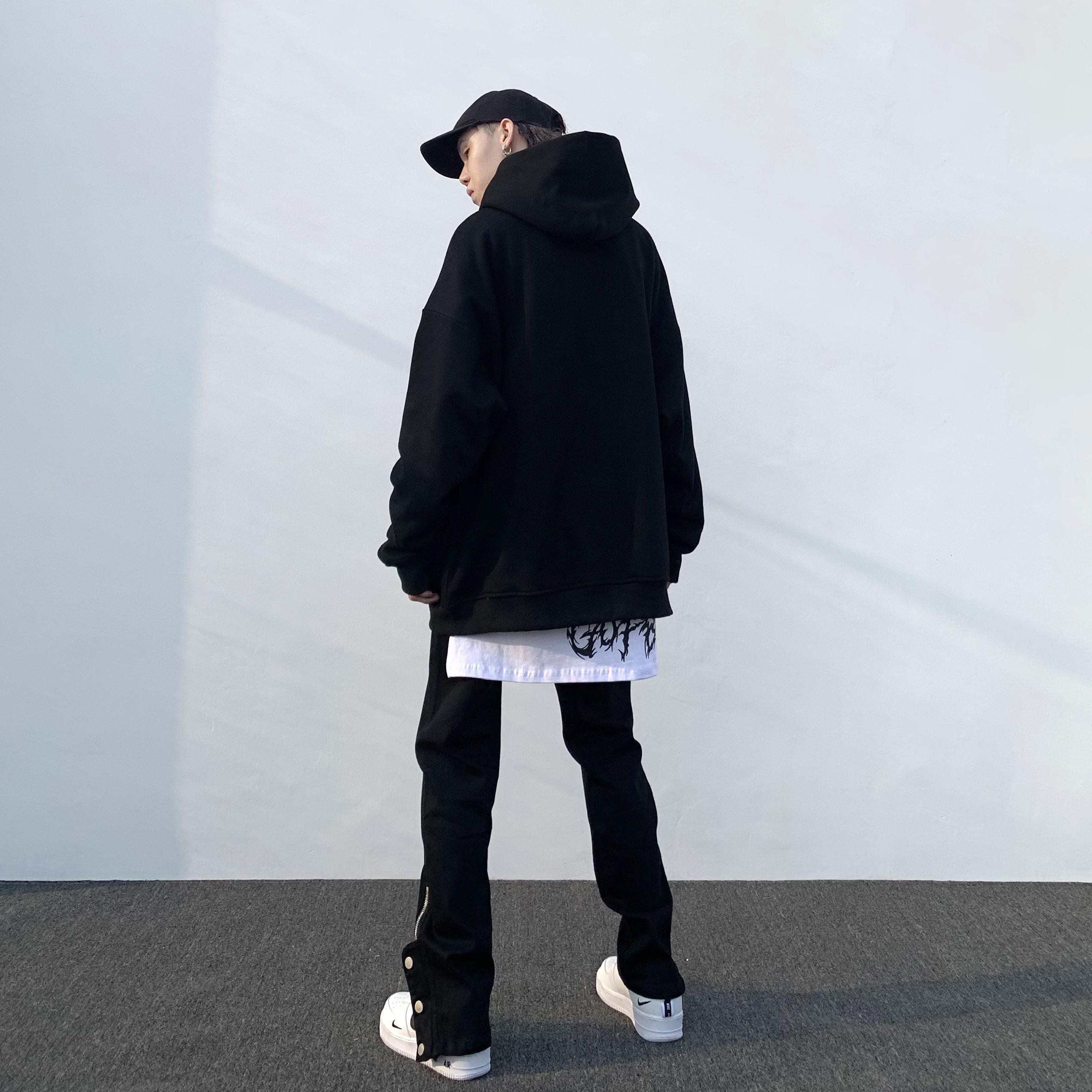 Quần Jean Đen Phối Hàng Nút Phong Cách Đường Phố Cá Tính | BigBuy360 - bigbuy360.vn