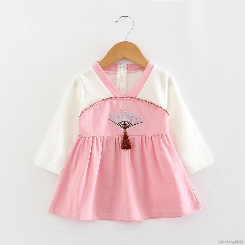 Đầm hoa dài tay xinh xắn dành cho bé gái