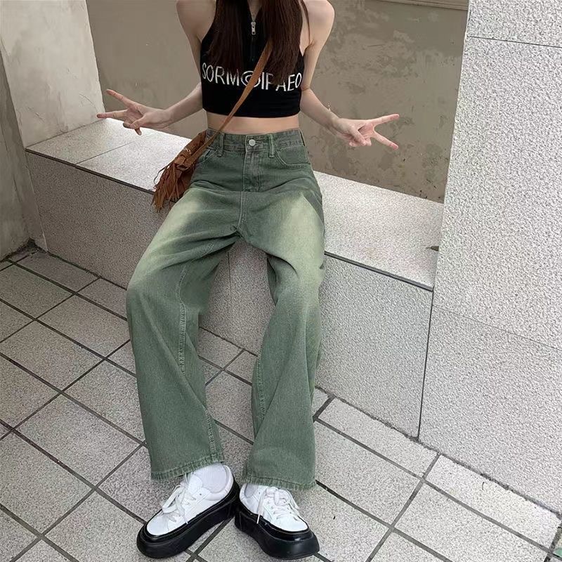 Quần Jeans Nữ Lưng Cao Ống Rộng Thời Trang Hàn Quốc