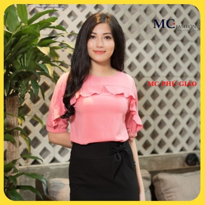 Áo Tay Lỡ Kiểu Đẹp Công Sở Mc Fashion Màu Hồng Phối Bèo Đẹp A472