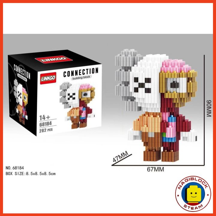 Bộ đồ chơi lắp ráp xếp hình KAWS 3D nanoblock Linkgo 68113-68185