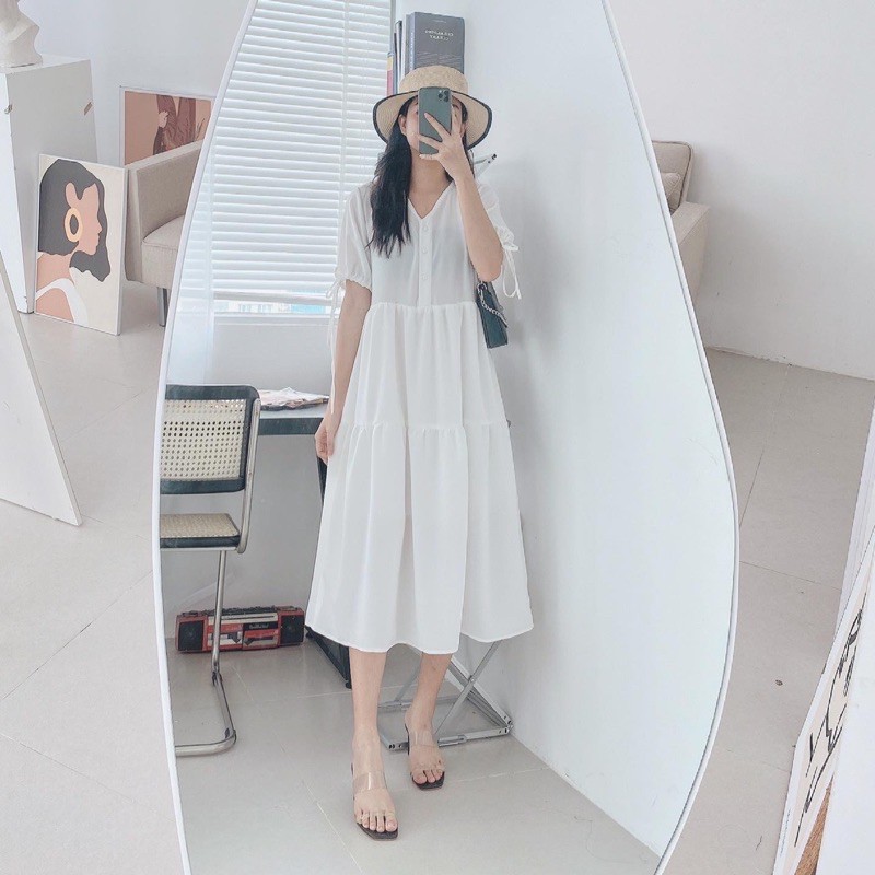 váy baby doll cổ V dài | BigBuy360 - bigbuy360.vn