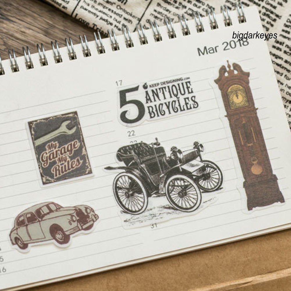 Set 60 Miếng Dán Trang Trí Sổ Tay Phong Cách Vintage Độc Đáo