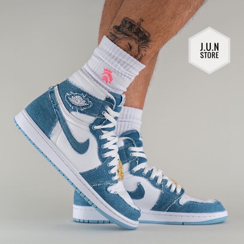 GIÀY JD1 HIGH WMNS OG DENIM JEAN BLUE LAI AU