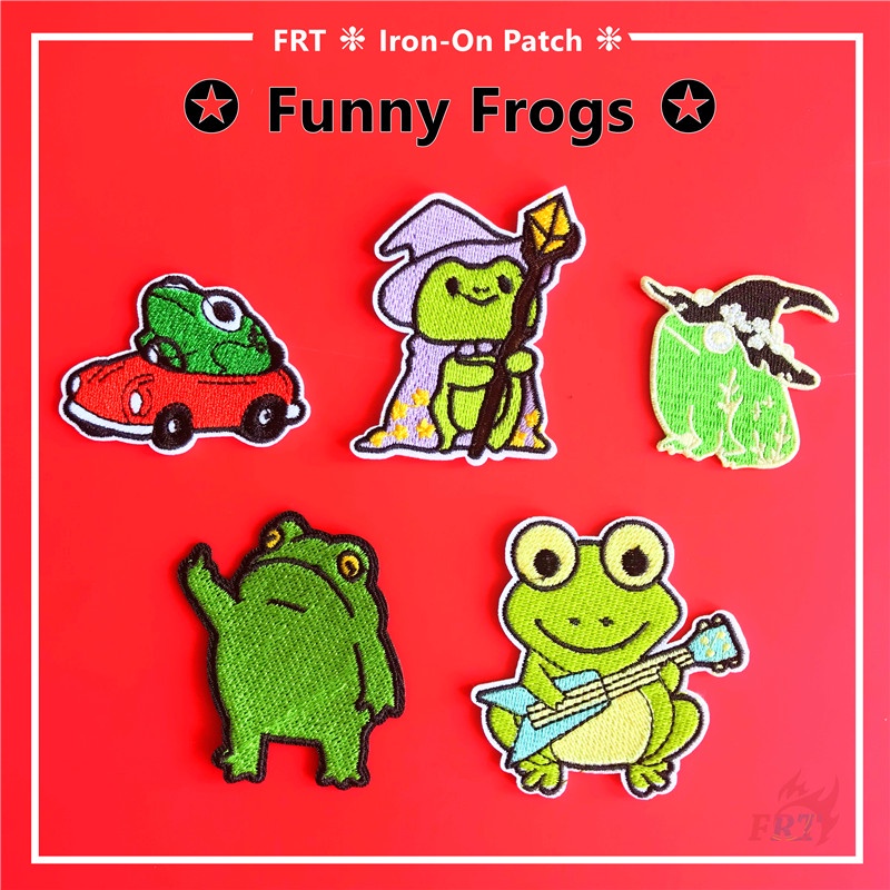 1 Sticker Ủi Thêu Hình Chú Ếch Vui Nhộn