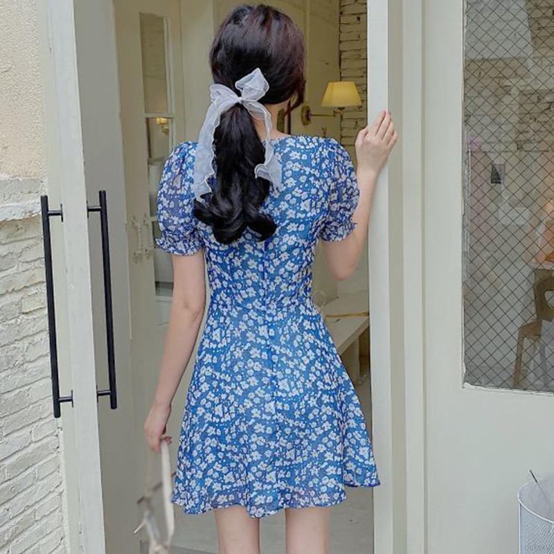 Đầm Hoa Ngắn Tay Phong Cách Hàn Quốc Thanh Lịch Dành Cho Nữ