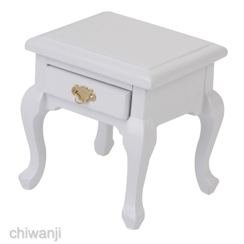 12 Nhà Búp Bê Gỗ Đầu Giường Bàn Trắng Mini DIY Nội Thất