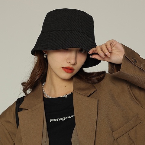 Nón Vành Rộng Màu Đen Chống Nắng Phong Cách Nhật Bản